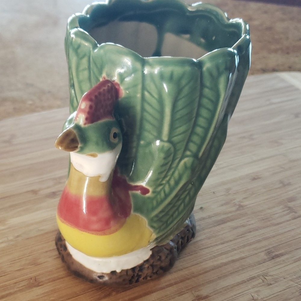 Vintage Green Pheasant Planter, Colorful Game Bird Planter. - Picture 4 of 16